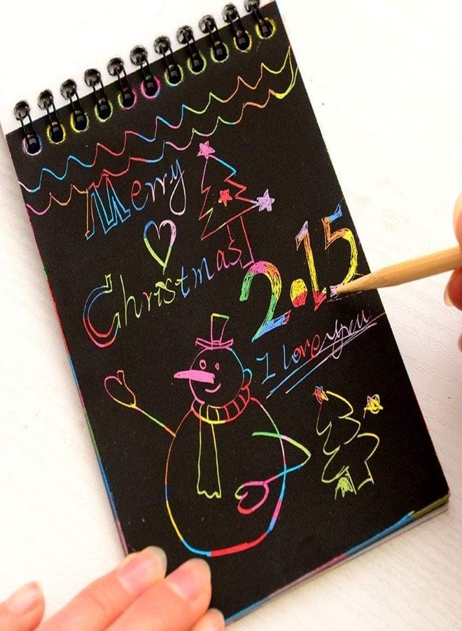 KRAFTMASTERS® A5 Drawing Book 10 Pages Rainbow Scratch Paper Notes Scratch Art Activity Books Scratch Magic Doodle Note Pad for Kids Arts and Crafts Perfect Travel Activity (Pack of 10) - Image 3